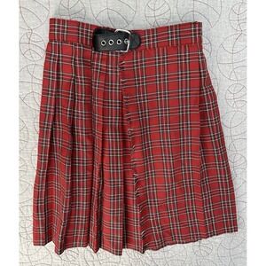 Vintage Y2K Lip Service Kilt Mens Small Red Tartan Plaid Goth Punk Flaw-Hole